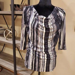 Renee c. Cowl Neck 3/4 sleeve Top